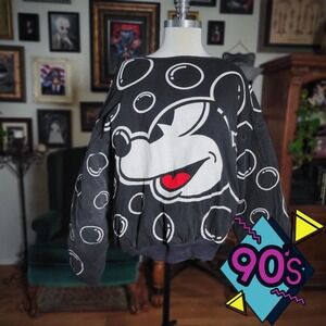 Disney Mickey Mouse & Co Sweater Pullover Vintage 90s JC Hook Puffy Reversible